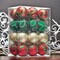 Refined Ornament Bauble Set, 24 Piece Red, Gold, and Green Glitter Christmas Bundle
